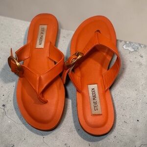 Steve Madden Orange with Gold Buckle Sandals EUC
